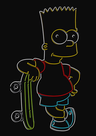 Bart Skateboard Neon Sign
